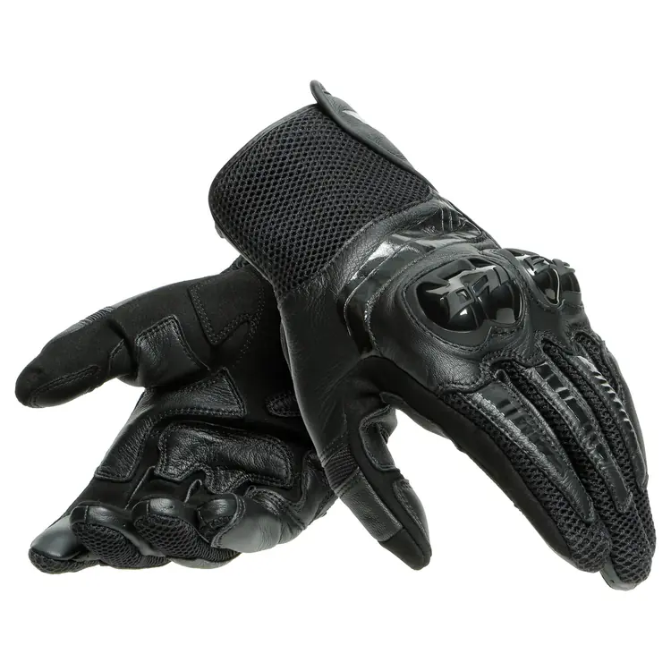 Dainese Summer Leather Motorcycle Gloves - Mig 3 Black/Black - Image