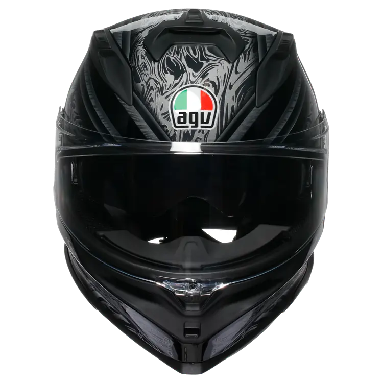AGV K7 Motorcycle Helmet - Damascus Black/Silver - Image 3